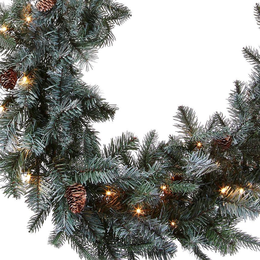 Greenery | National Tree Company Pre-Lit \Feel Real\ Artificial Christmas Garland Green Arctic Spruce White Lights Decorated With Pine Cones Plug In Christmas Collection 9 Feet F2L4F358
